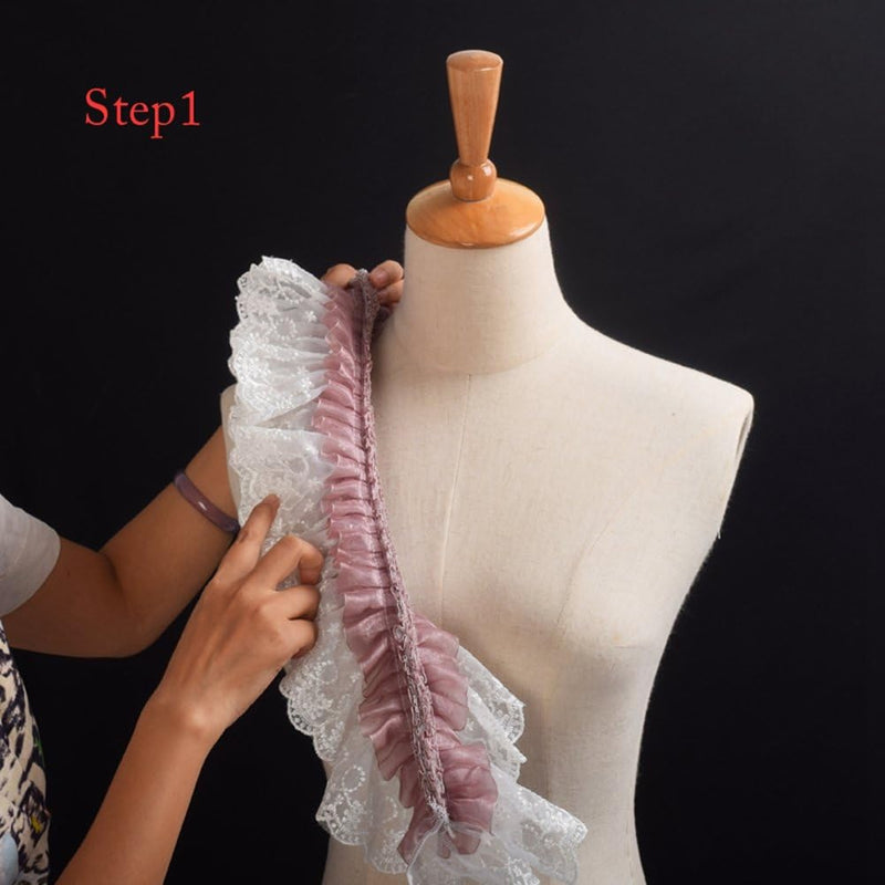 BLESSUME Renaissance Ruffle Kragen Elisabethanisch Rüsche Halsband M Violett / Weiss, M Violett / We