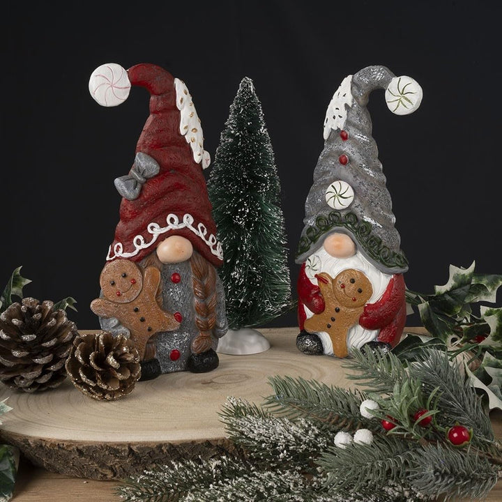 Ideen mit Herz Deko-Figuren Wichtel | Paar mit Lebkuchenmännchen | Dekoration für drinnen &amp; draussen