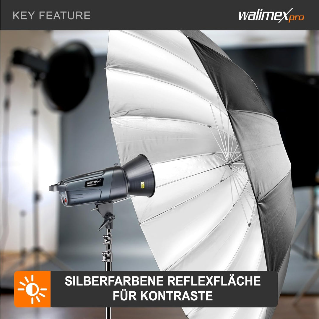 Walimex Pro Reflexschirm schwarz/silber, Durchmesser 180 cm 180 cm Single, 180 cm Single