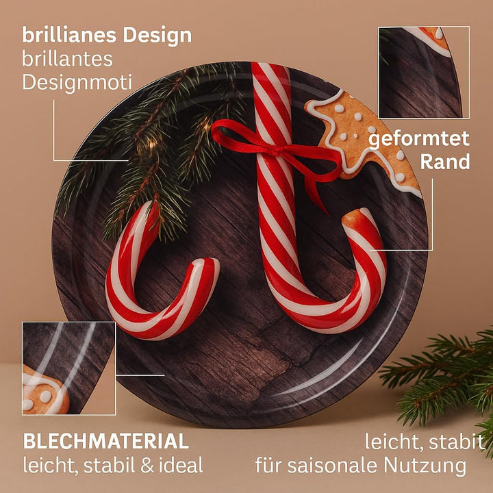 Weihnachtsteller aus Metall - 4 Stück - Weihnachts- oder Nikolaus-Teller mit verschiedenen Motiven f