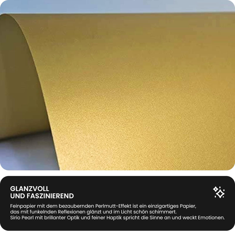 Netuno 100x Bastel-Papier Gold DIN A4 210x 297 mm 125g Sirio Pearl Aurum Druckerpapier Schimmer Perl