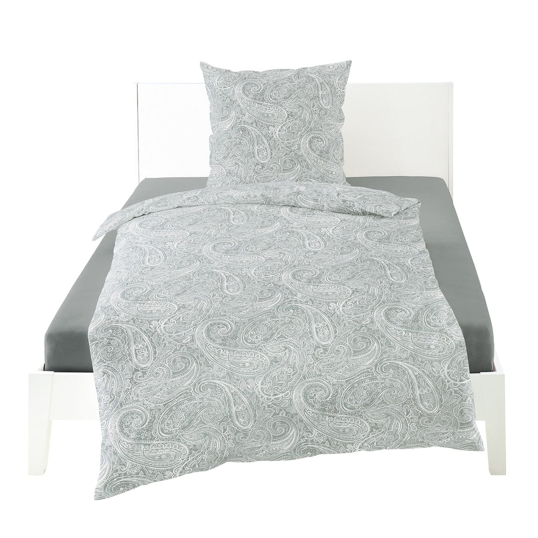 Bierbaum Bettwäsche Mako-Satin Silber Grösse 155x220 cm (80x80 cm)