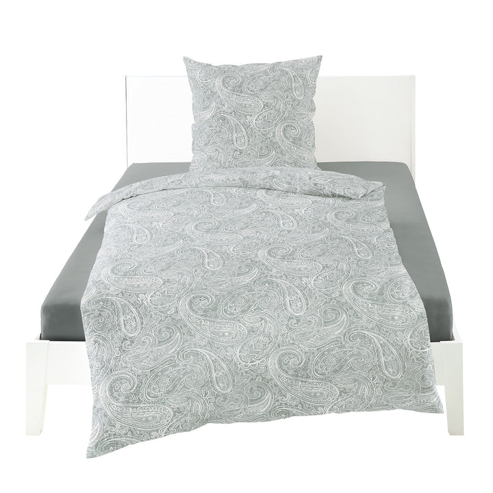 Bierbaum Bettwäsche Mako-Satin Silber Grösse 155x220 cm (80x80 cm)