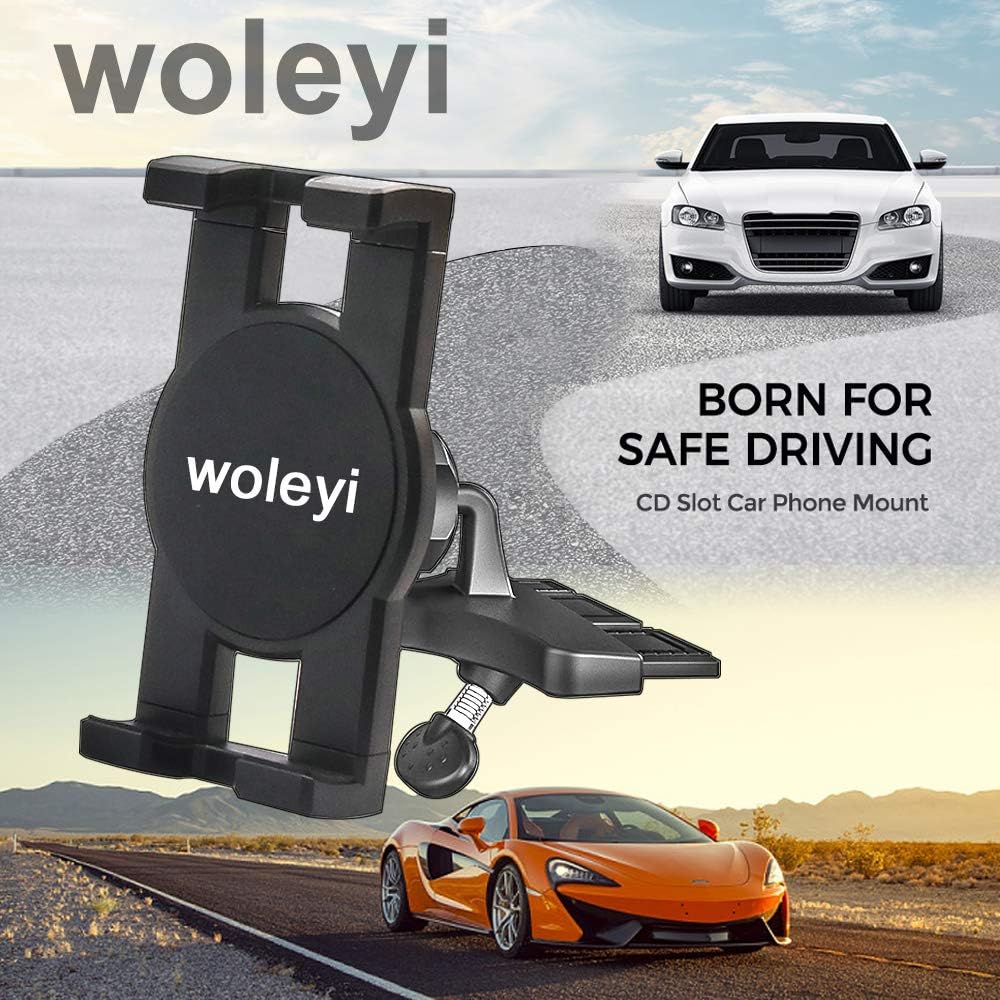 Stabile CD Schlitz Auto Tablet Halterung, woleyi CD Player KFZ Tablet Handyhalterung mit voller Dreh