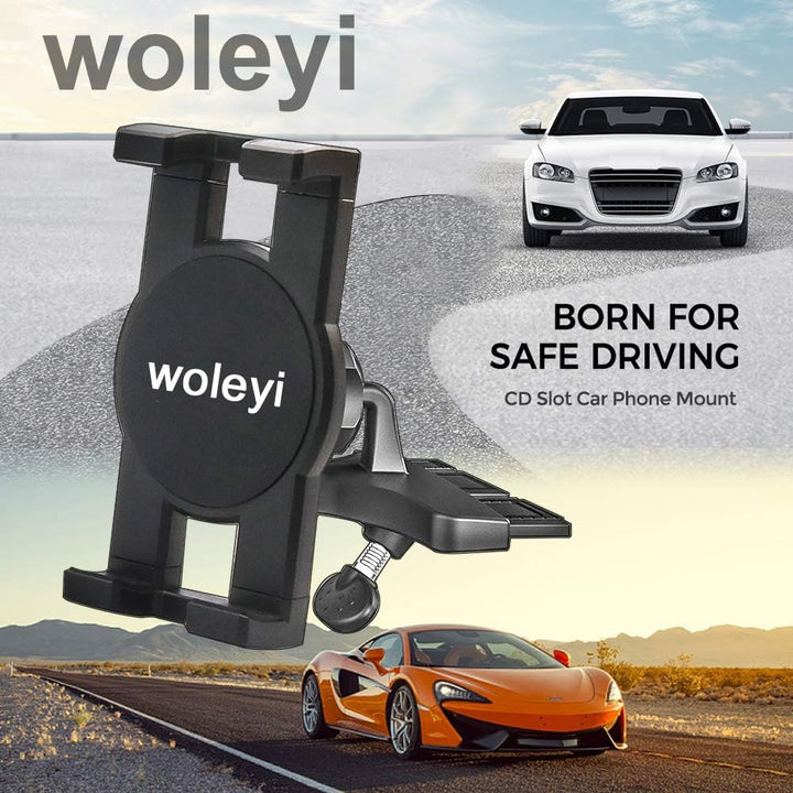 Stabile CD Schlitz Auto Tablet Halterung, woleyi CD Player KFZ Tablet Handyhalterung mit voller Dreh