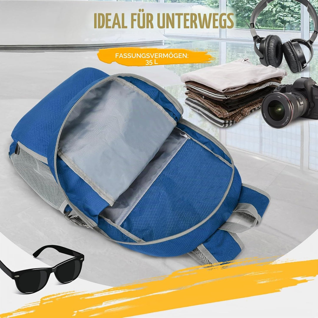 ZOMAKE Faltbarer Rucksack 35L,Leichter Rucksäcke Wasserdicht Wanderrucksack Packable Backpack für Da