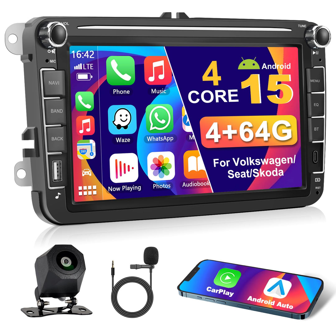 4GB+64GB Android Autoradio mit Type-C USB für VW Golf 5 6 Polo Passat B6 Touran T5 Seat Tiguan EOS C