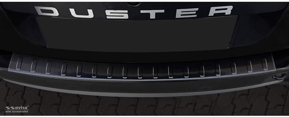 Avisa Schwarz Edelstahl Heckstossstangenschutz kompatibel mit Dacia Duster 2010-2017 'Ribs'