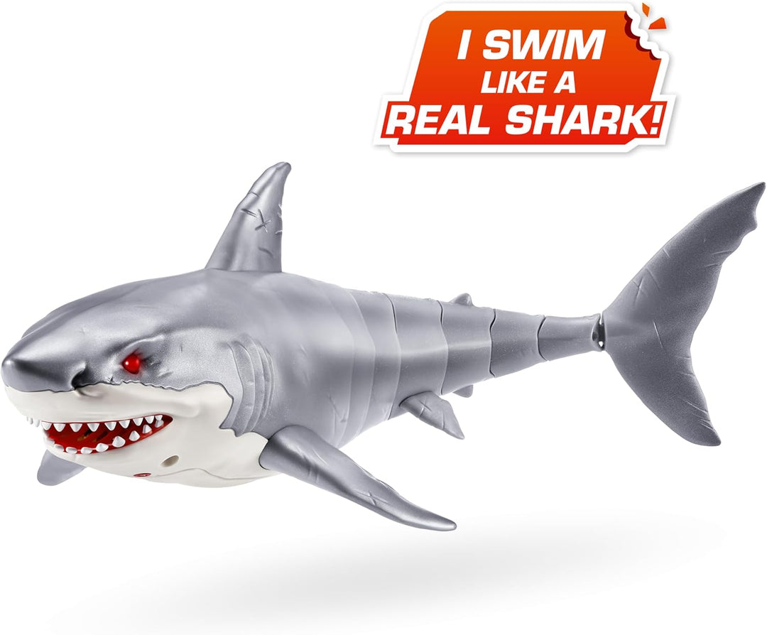 ROBO ALIVE Great White Shark Serie 1 von ZURU, batteriebetriebenes Roboter-Haispielzeug mit Leuchtef