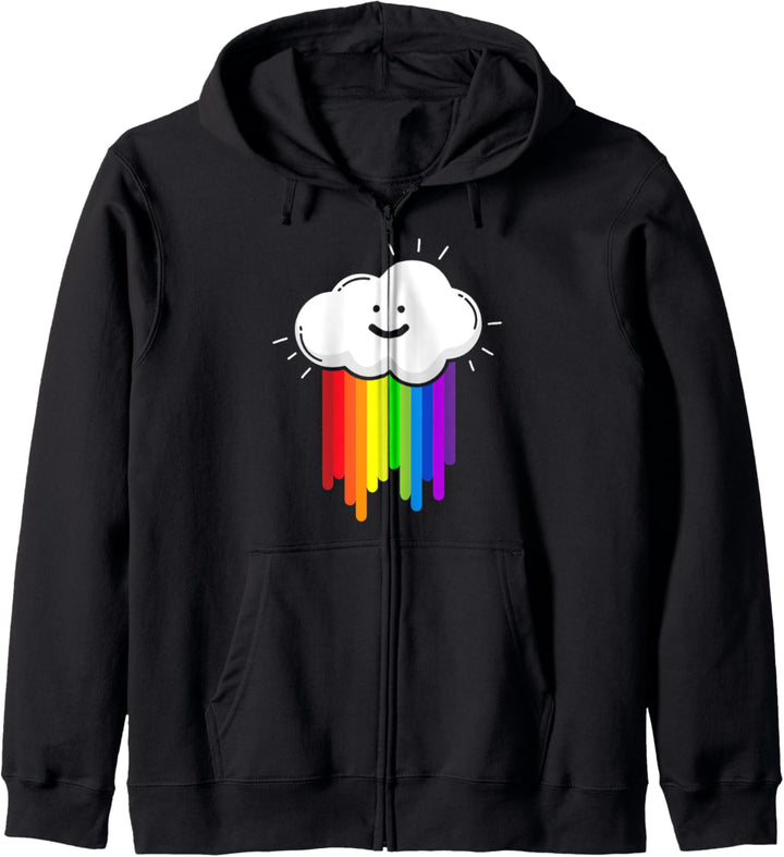 Regenbogen mit Wolken - Schöne bunte Farben Retro Vintage Kapuzenjacke