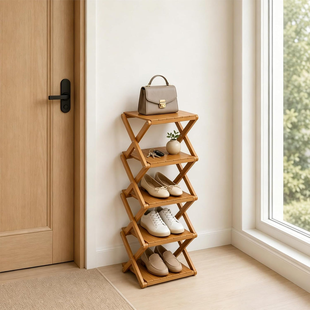 schuhregal klein, faltbar, platzsparend und multifunktional | schuhregal platzsparend, 5 Etagen, Bam