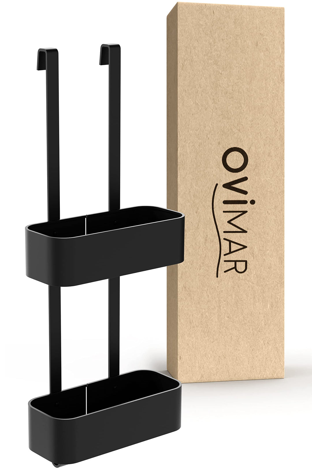 ovimar Duschablage Bleikoya in schwarz als Badezimmer Organizer ohne Bohren | 2 stöckiger Duschkorb