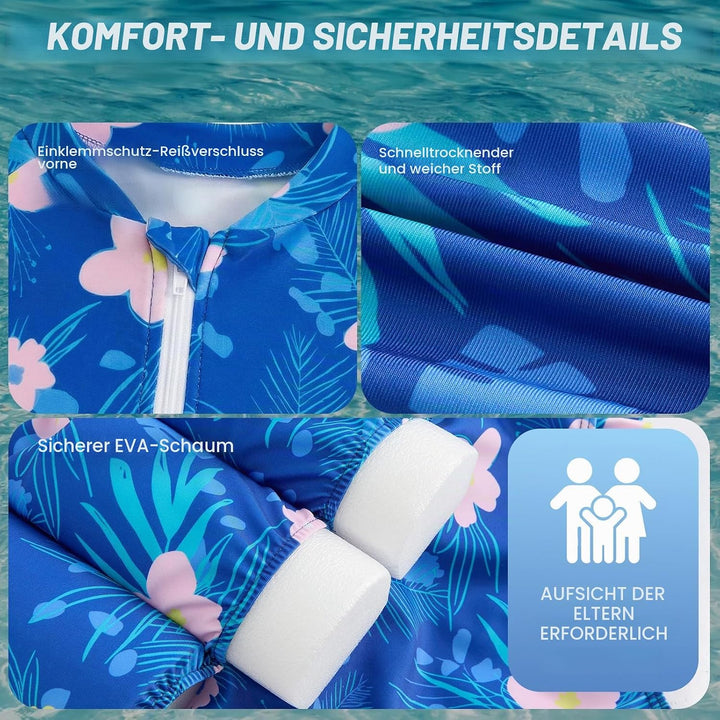Badeanzug Baby Mädchen mit Floatation Kleinkind Schwimmtraining Hilfe Schwimmende Badeanzug Langarm