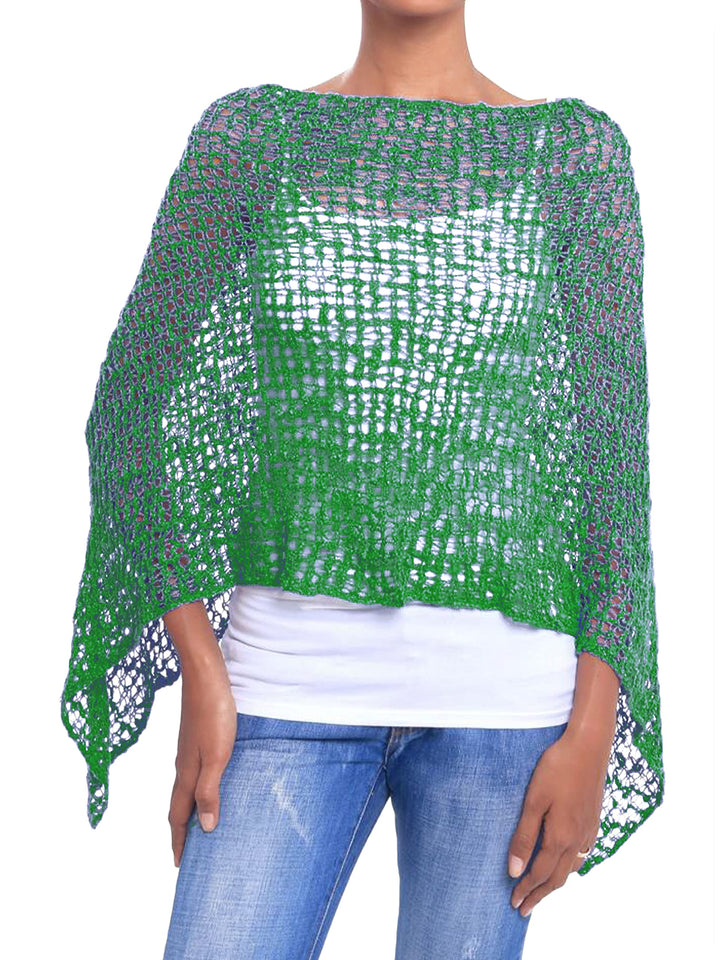 JOPHY & CO. Damen-Poncho aus Netzstoff, Strickoptik, schulterfrei, für Sommer und Frühling, leicht u