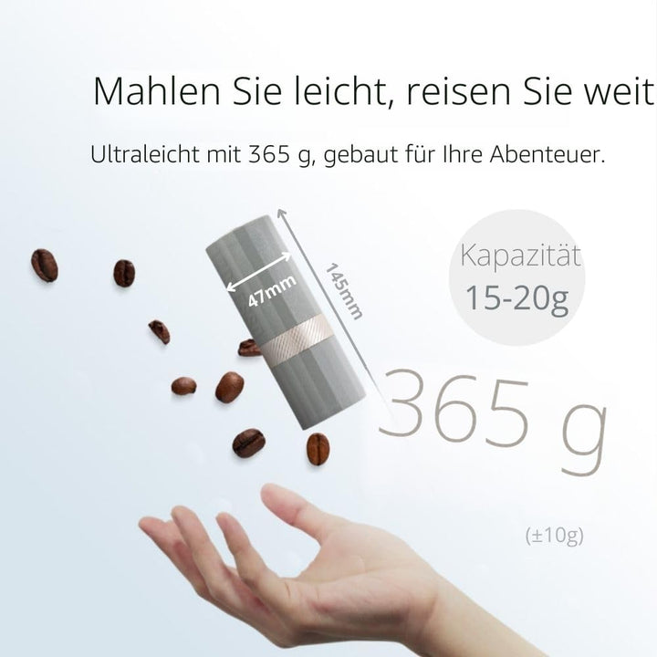 1Zpresso Q Air Manuelle Kaffeemühle, heptagonale Montage, Edelstahl, konischer Grat, Kunststoffgehäu