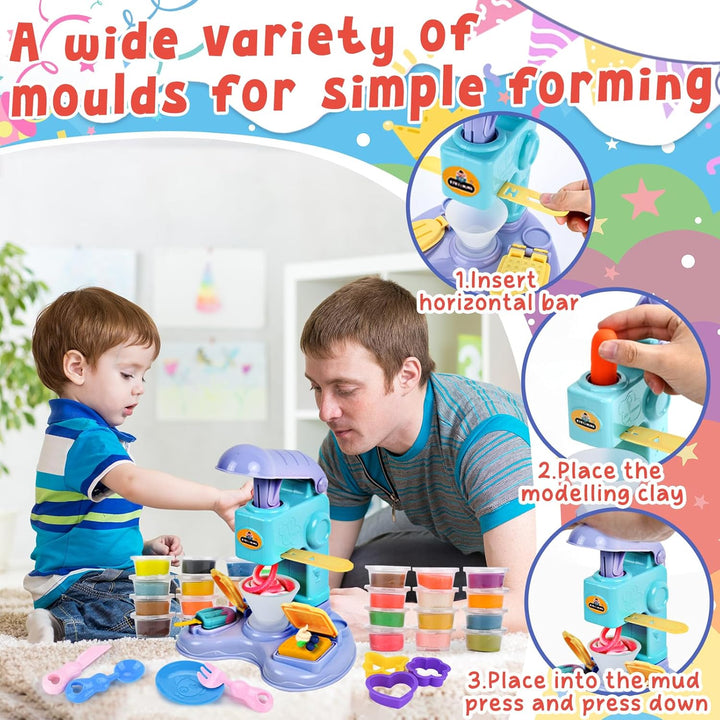 Knete Set Knetwerkzeug für Kinder, Knete Dough Set für Kinder,Kitchen Creations Eismaschine Burgerma
