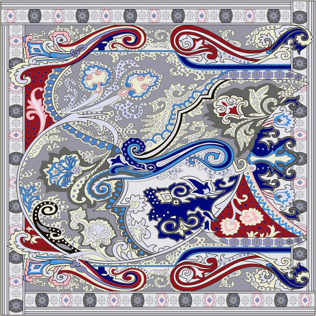 Lorenzo Cana Luxus Seidentuch aufwändig bedruckt Tuch 100% Seide 110 x 110 cm harmonische Farben Dam