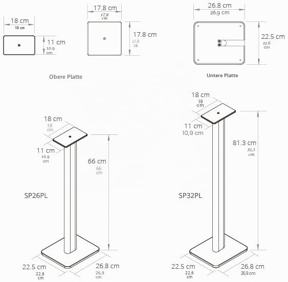 Kanto SP32PLW 32" Speaker Floor Stands | Designed for Medium to Large Bookshelf Speakers | Heavy Ste