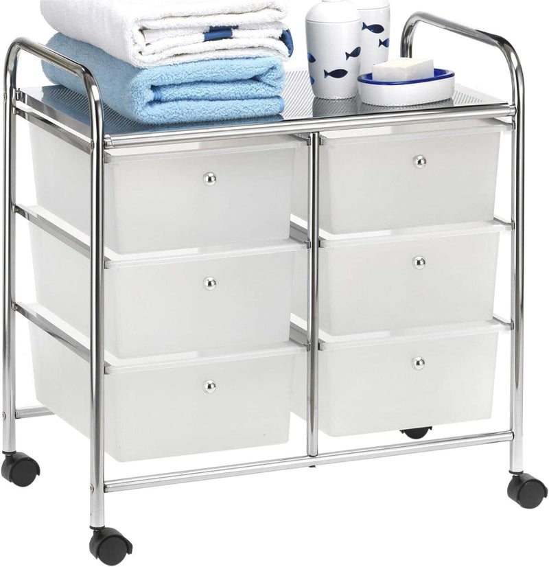 IDIMEX Badregal Rollwagen Rollcontainer GINA, mit 6 transparenten Schubladen und Metallgestell verch