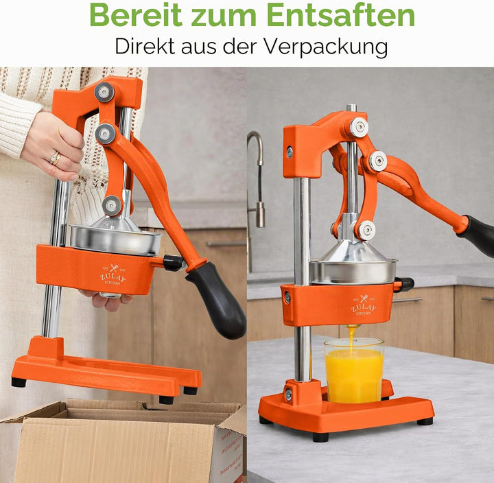 Zulay Kitchen Orangensaftpresse aus Gusseisen, robust, leicht zu reinigen, professionelle Zitruspres