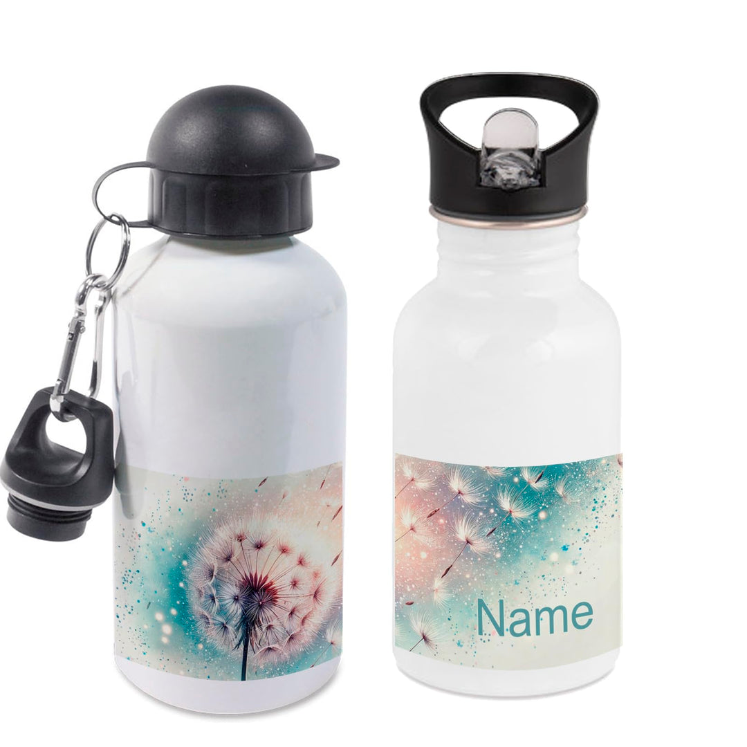 Trinkflasche mit Name/wahlweise 400ml, 500ml oder 600ml + Schriftwahl für Name + Edelstahl oder Alum