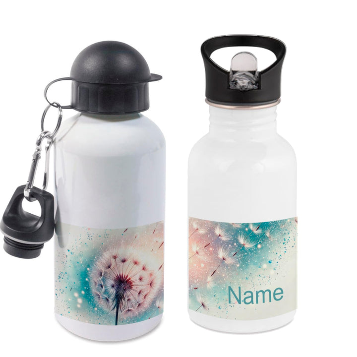 Trinkflasche mit Name/wahlweise 400ml, 500ml oder 600ml + Schriftwahl für Name + Edelstahl oder Alum