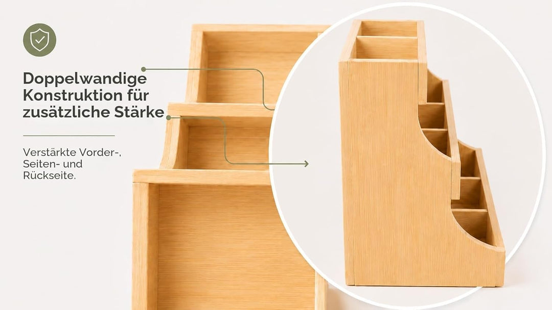 THEODORE Vertikaler Teebeutelorganizer aus Bambus Teebeutelhalter–Fasst 180 Teebeutel. Teebox aus Ho