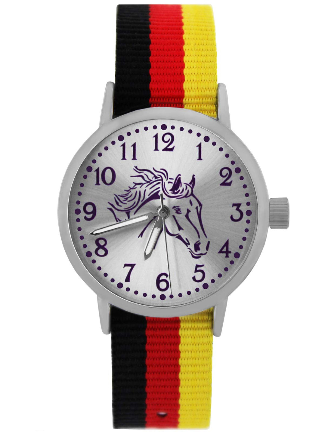 Pacific Time Mädchen Uhr Pferde analog Quarz mit Textil Wechselarmband Deutschland 10300