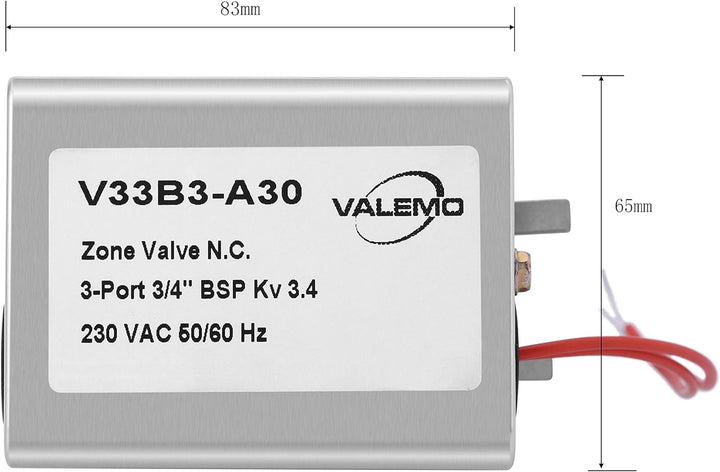 3 Wege Zonenventil 3/4 Zoll 3 Wege Ventil DN20 220V Motorisiertes Ventil 2 Drähte Normalerweise Gesc