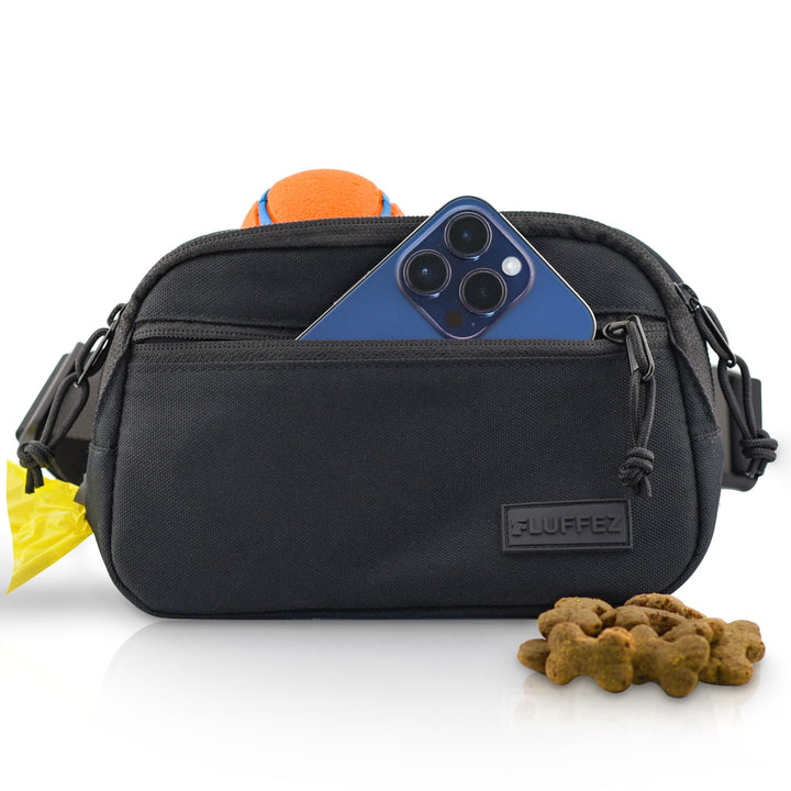 Fluffez Leckerlitasche für Hunde – Bauchtasche mit verschliessbaren Innentaschen und separatem Reiss