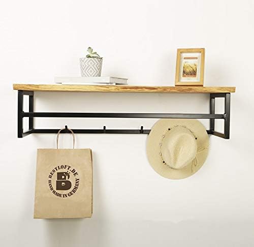 BestLoft.de Garderobe Garry aus Eiche und Stahl (92cm) 92 cm, 92 cm