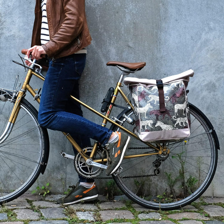Ikuri Fahrradtasche/Rucksack Kombi Fahrradrucksack aus Plane für Gepäckträger Packtasche Wasserdicht
