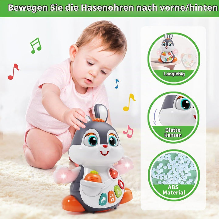 Baby Musikspielzeug Spielzeug ab 1 Jahr, Babyspielzeug ab 7 8 9 10 12 18 Monate,Osterhase Krabbelspi
