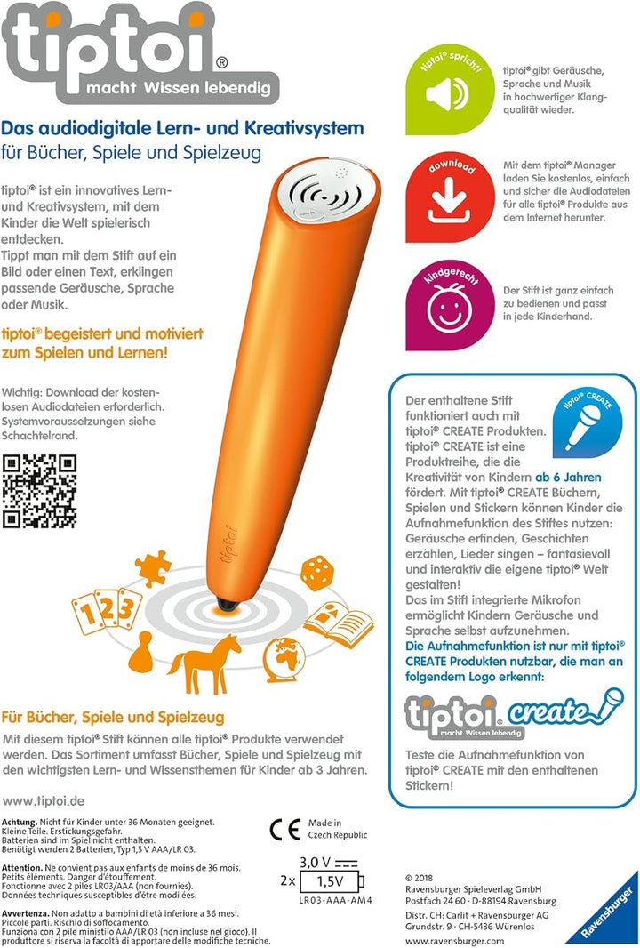 Ravensburger tiptoi Stift 00801 - Das audiodigitale Lern- und Kreativsystem, Lernspielzeug für Kinde