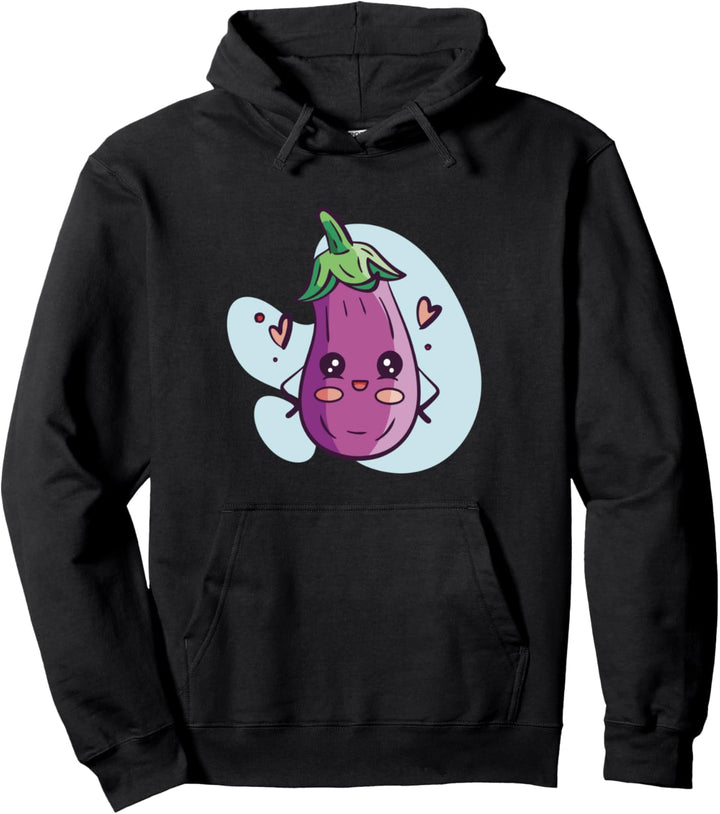Kawaii Aubergine süsse japanische Feinschmecker-Grafik Pullover Hoodie
