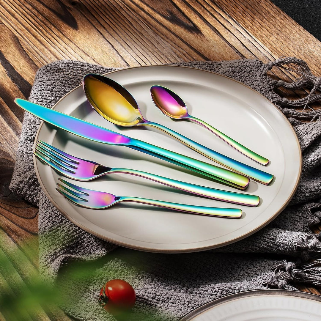Besteck Set für 6 Personen, Essbesteck Set 30 teilig aus Edelstahl, Gabel Messer Löffel set, SpüLmas