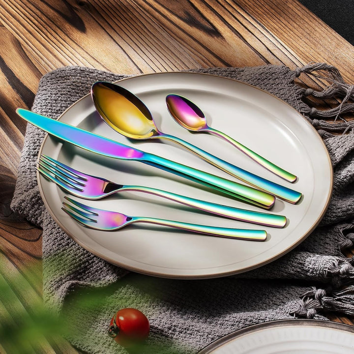 Besteck Set für 6 Personen, Essbesteck Set 30 teilig aus Edelstahl, Gabel Messer Löffel set, SpüLmas