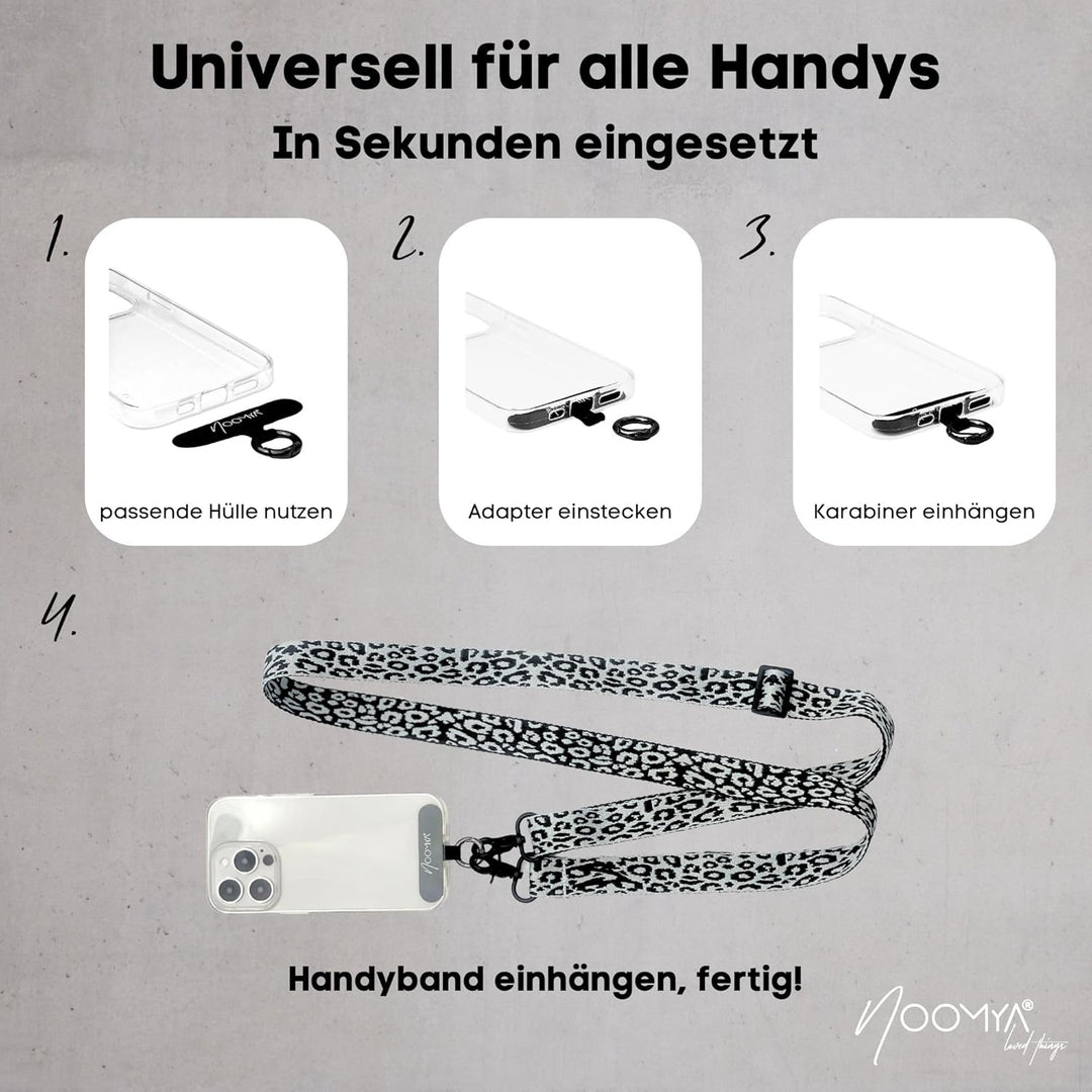 NOOMYA breite Handykette – Handyband universal zum Umhängen mit Adapter, Handy Band verstellbar & ab