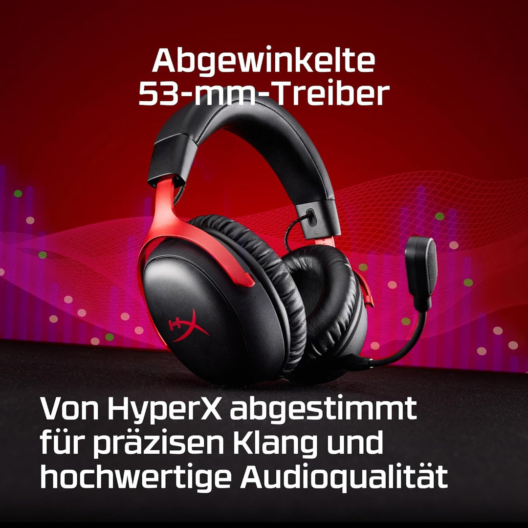 HyperX Cloud III S – Kabelloses Gaming-Headset, Multiplattform, 2,4 GHz, Bluetooth, Akkulaufzeit bis