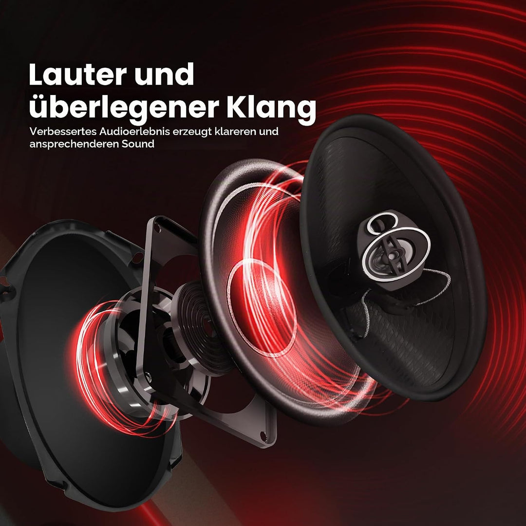 Pyle 3-Wege Universal Auto Lautsprecher - 300W 4"x10" Triaxial, Profi Audio, Tür-/Seitenkompatibel,