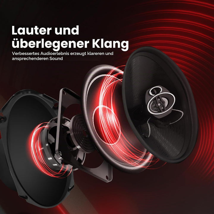 Pyle 3-Wege Universal Auto Lautsprecher - 300W 4"x10" Triaxial, Profi Audio, Tür-/Seitenkompatibel,