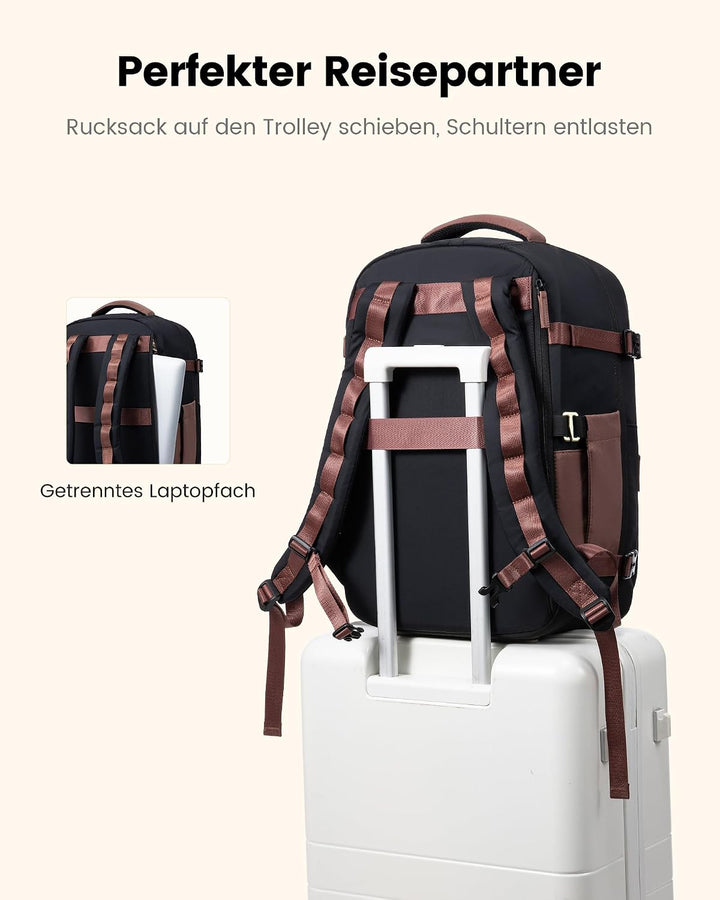 LOVEVOOK Rucksack Handgepäck Flugzeug 40L Gross Reiserucksack Damen 45x36x20 | Travel Backpack für 1