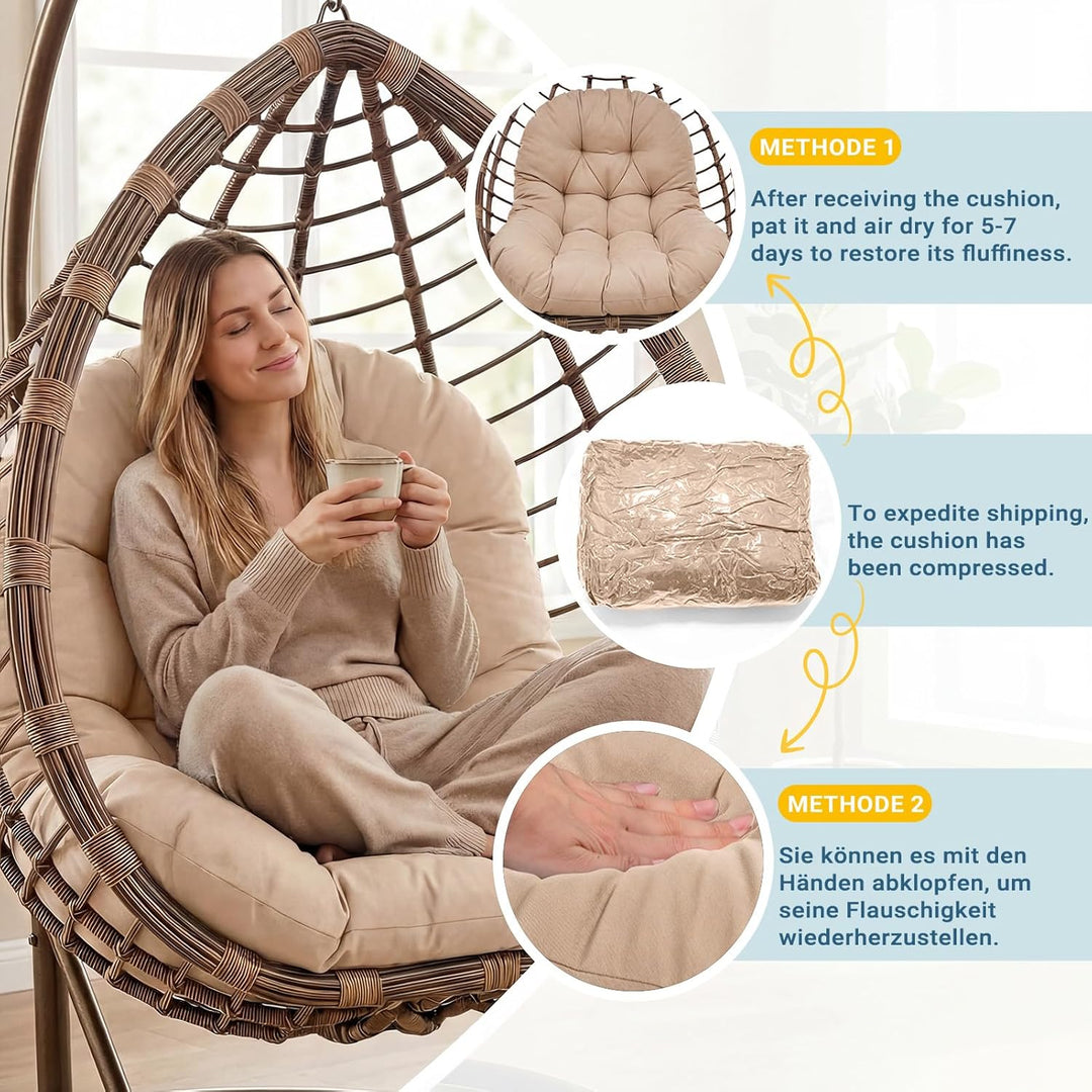 Hängesessel Kissen Ersatzkissen Outdoor: Thick Soft Polyester Sitzkissen 80x120 cm Egg Swing Cushion