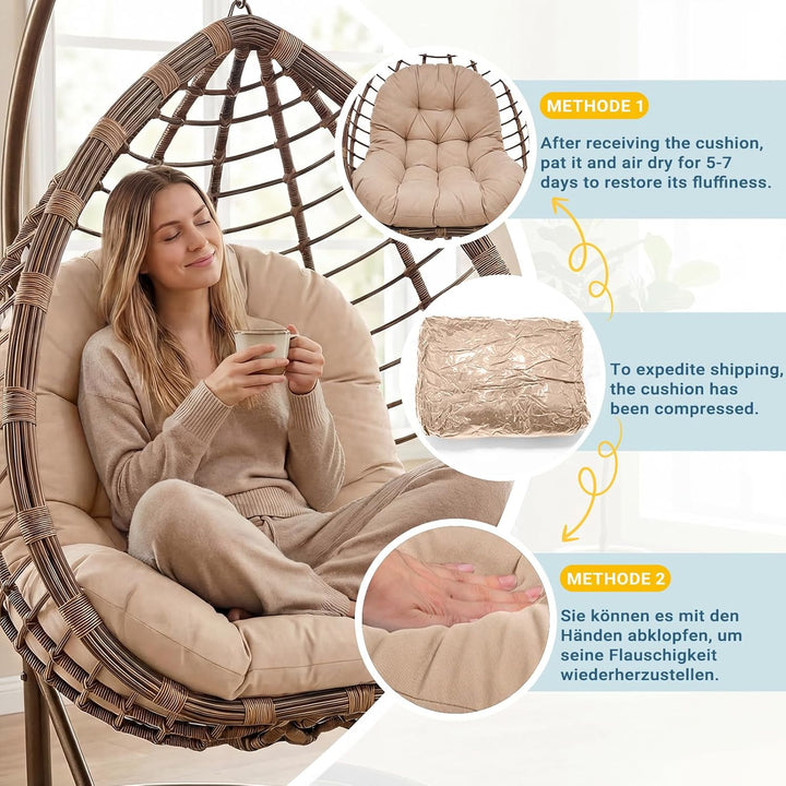 Hängesessel Kissen Ersatzkissen Outdoor: Thick Soft Polyester Sitzkissen 80x120 cm Egg Swing Cushion