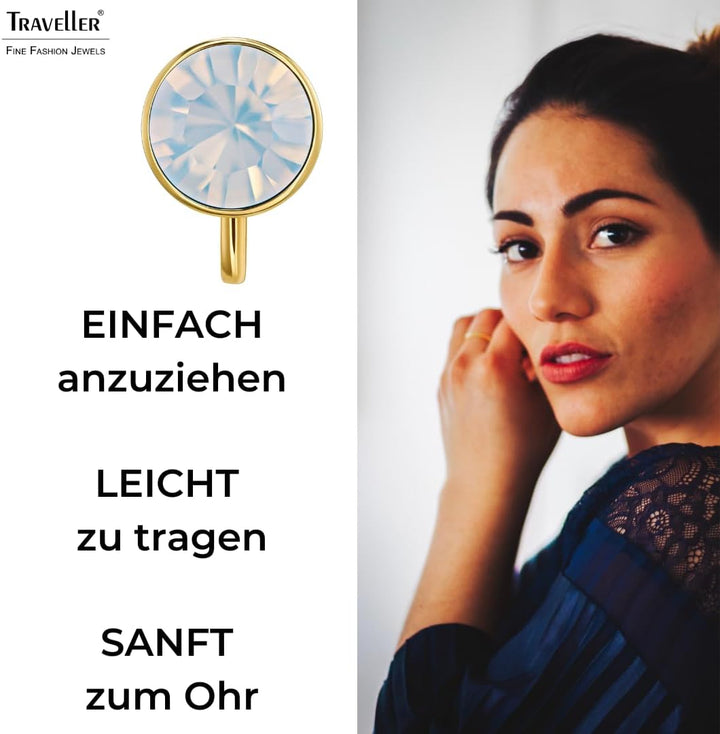 Traveller Ohrclip - Damen - Kristall Opal Weiss, Opal Weiss