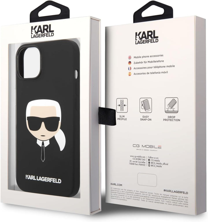 KARL LAGERFELD KLHCP14MSLKHBK hülle für 14 Plus 6,7" hardcase schwarz/Black Silicone Karl`s Head