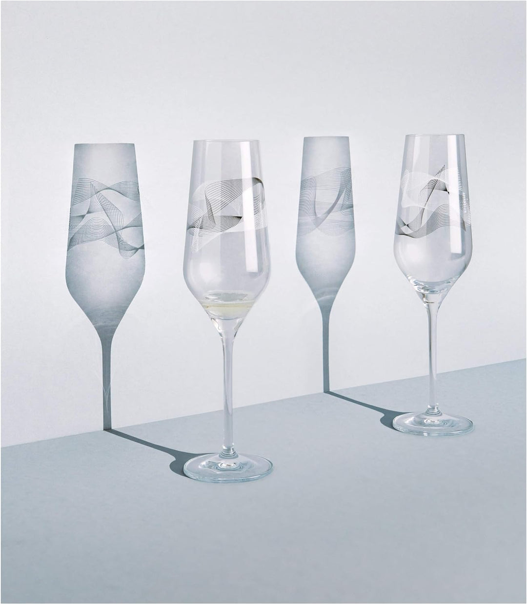 RITZENHOFF 3711002 Champagnerglas 250 ml – Serie Kristallwind Set Nr. 2 – 2 Stück mit Windillustrati