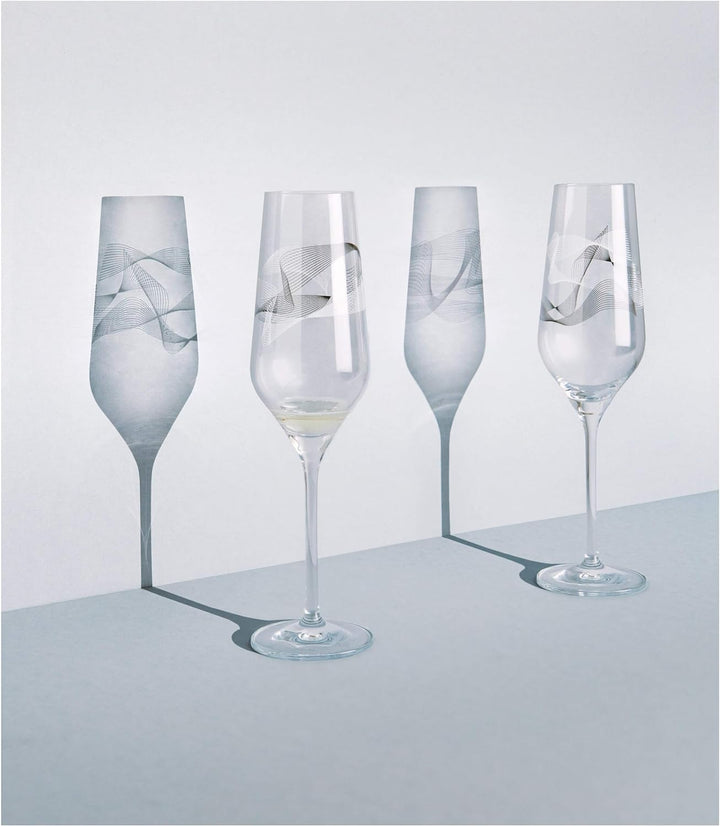 RITZENHOFF 3711002 Champagnerglas 250 ml – Serie Kristallwind Set Nr. 2 – 2 Stück mit Windillustrati