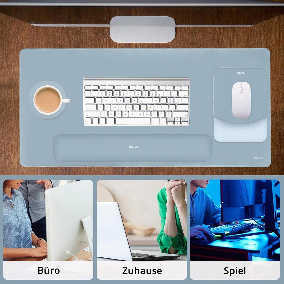 MOSISO Tastatur Mauspad Set, Grosses Schreibtischunterlage Desk Mat &amp; Rechteckige Handballenauflage
