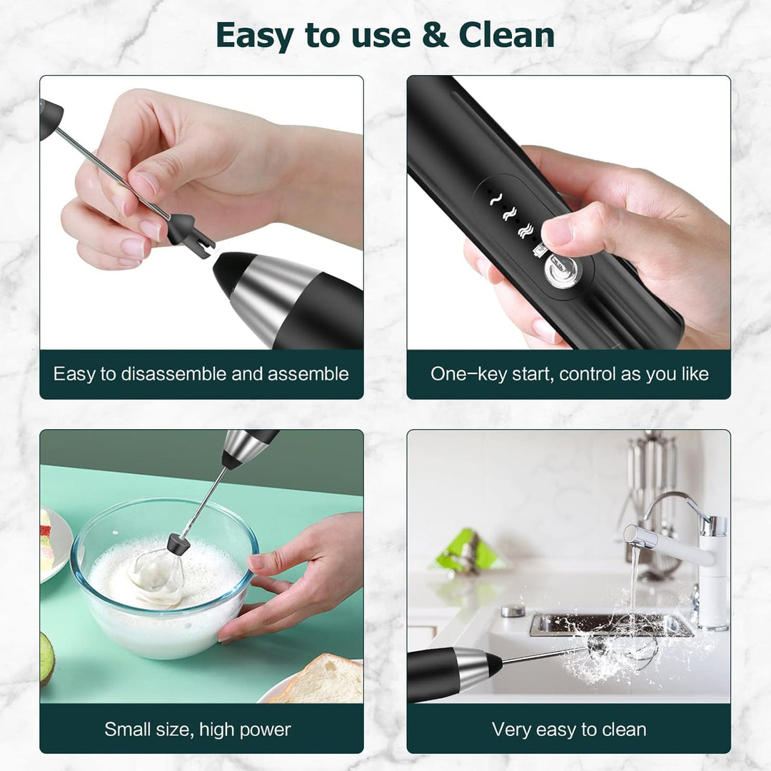 Milchaufschäumer Elektrisch Stab,USB Wiederaufladbar Milchschäumer Elektrisch, elektrischer Schneeb